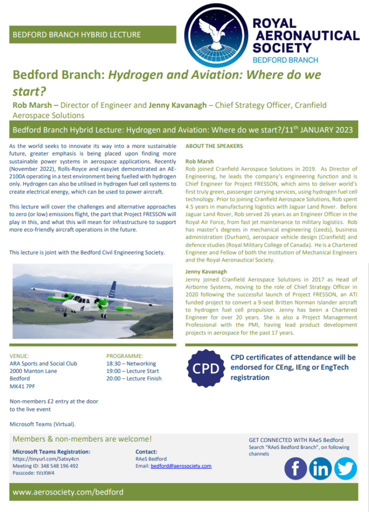 Bedford Branch RAeS January Lecture